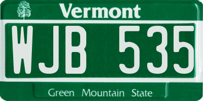 VT license plate WJB535