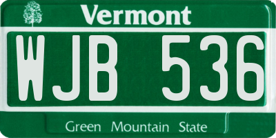VT license plate WJB536