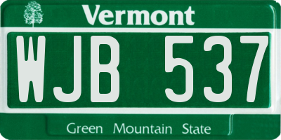 VT license plate WJB537