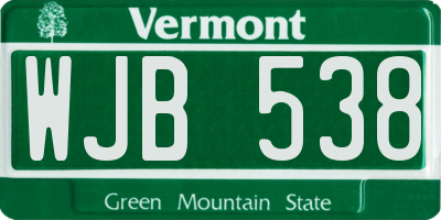 VT license plate WJB538