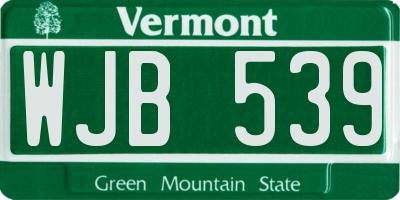 VT license plate WJB539