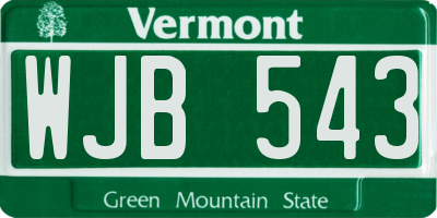 VT license plate WJB543