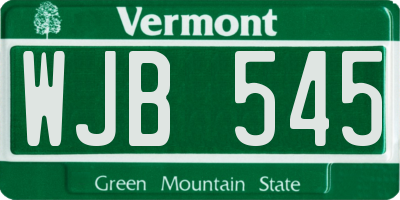 VT license plate WJB545