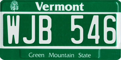 VT license plate WJB546