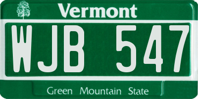VT license plate WJB547