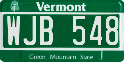 VT license plate WJB548