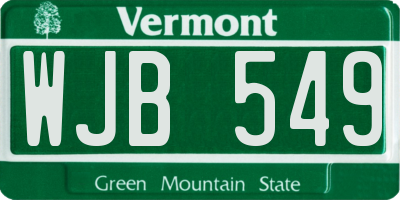 VT license plate WJB549