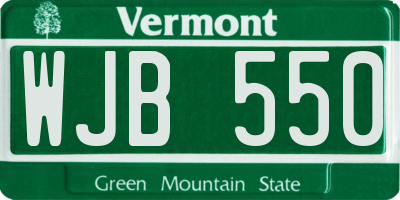 VT license plate WJB550