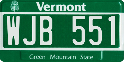 VT license plate WJB551