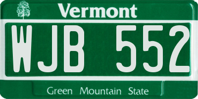 VT license plate WJB552
