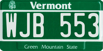 VT license plate WJB553