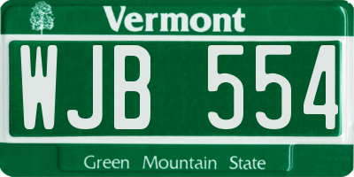 VT license plate WJB554