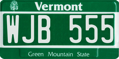 VT license plate WJB555