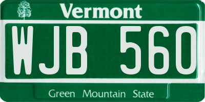 VT license plate WJB560