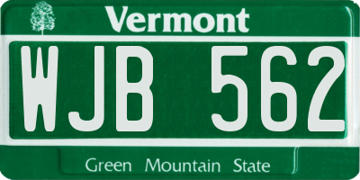 VT license plate WJB562