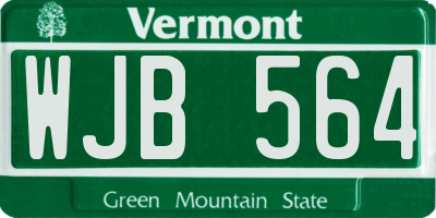 VT license plate WJB564