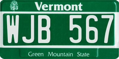 VT license plate WJB567