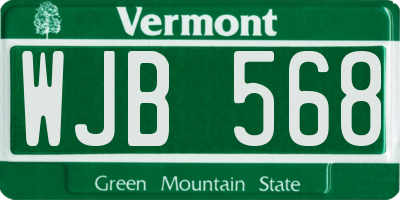 VT license plate WJB568