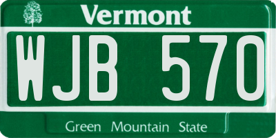 VT license plate WJB570