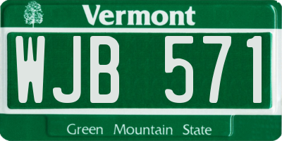 VT license plate WJB571