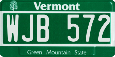 VT license plate WJB572