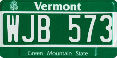 VT license plate WJB573