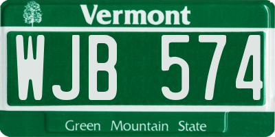 VT license plate WJB574