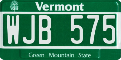 VT license plate WJB575