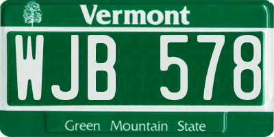 VT license plate WJB578