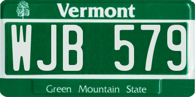 VT license plate WJB579