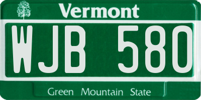 VT license plate WJB580