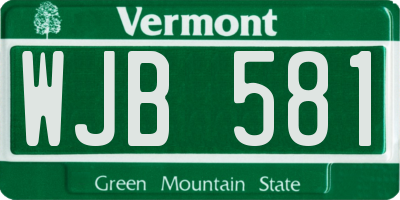 VT license plate WJB581