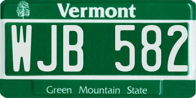 VT license plate WJB582