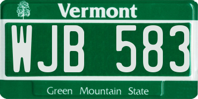 VT license plate WJB583