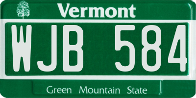 VT license plate WJB584