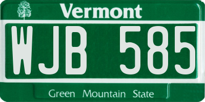 VT license plate WJB585