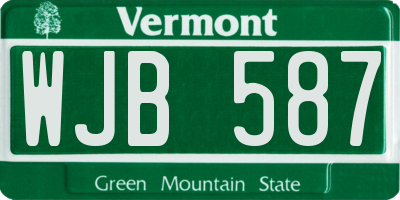 VT license plate WJB587