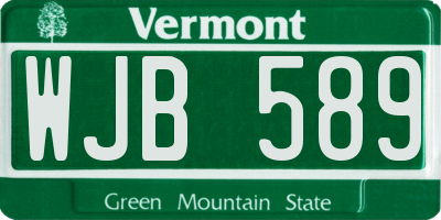 VT license plate WJB589