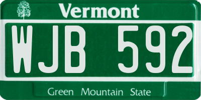 VT license plate WJB592