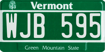 VT license plate WJB595