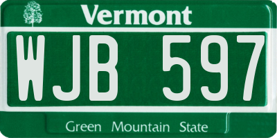 VT license plate WJB597