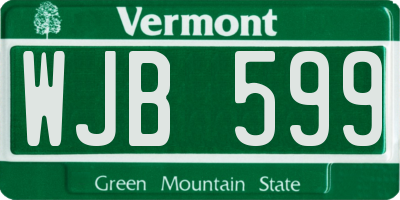 VT license plate WJB599