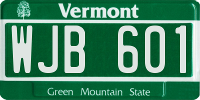 VT license plate WJB601