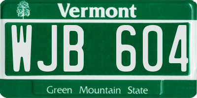 VT license plate WJB604