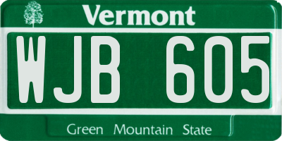 VT license plate WJB605