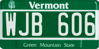 VT license plate WJB606