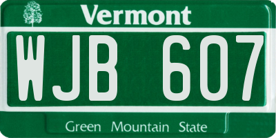 VT license plate WJB607