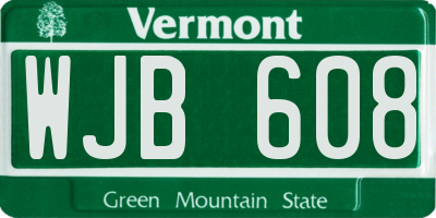 VT license plate WJB608