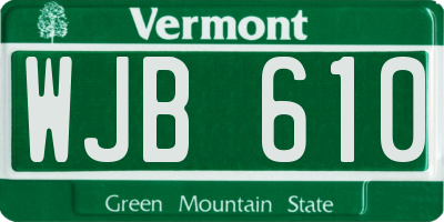 VT license plate WJB610