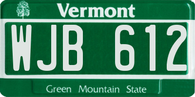 VT license plate WJB612